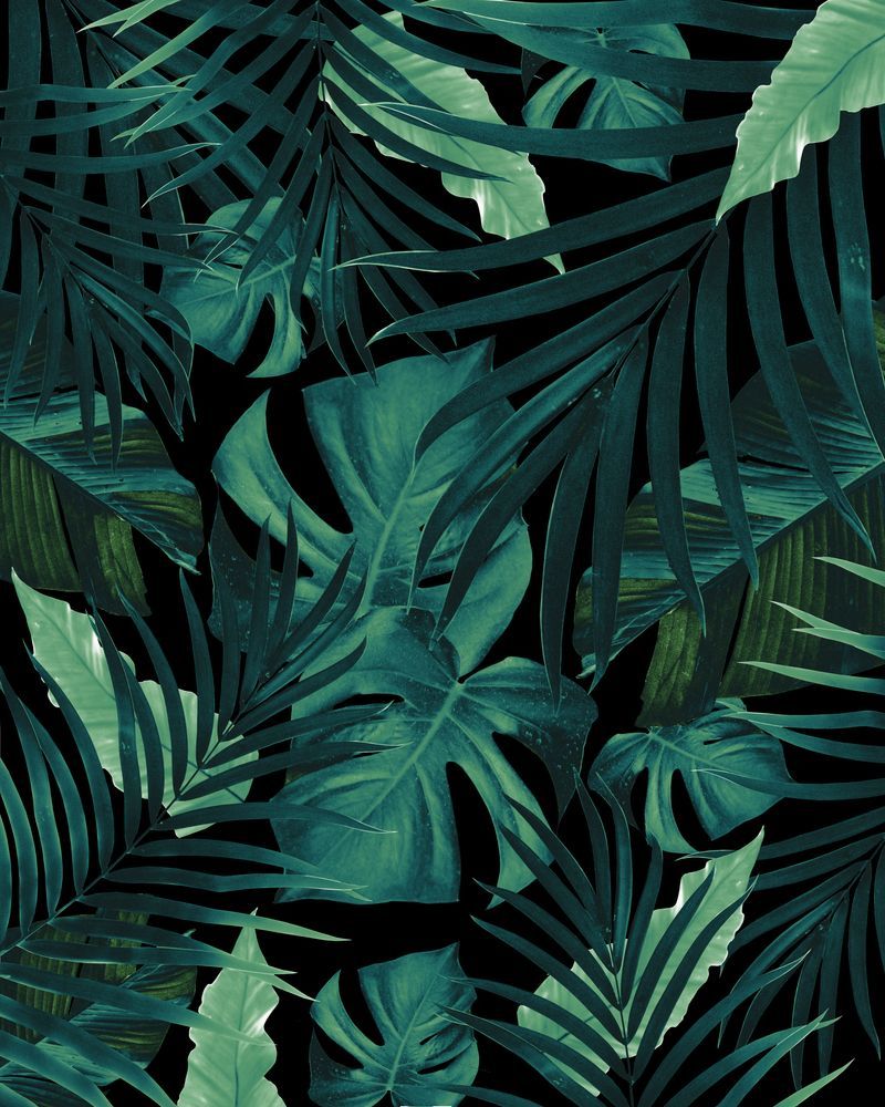 Tropical Jungle Night Leaves Pattern #tropical #decor #art #society6 Mini Art Print by Anita's & Bell. Papel de parede tropical, Fundos verdes, Padrão aquarela