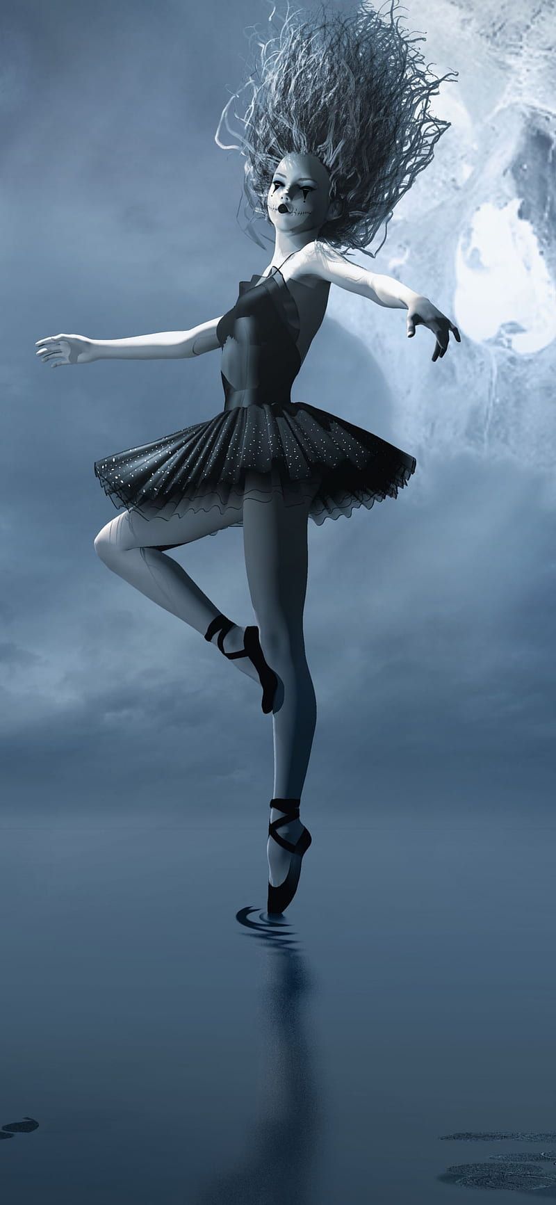 A ballerina in a black dress dances in the water. - Dance, ballet