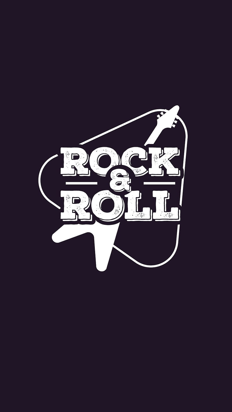 Rock and Roll logo with guitar on a black background - Rock