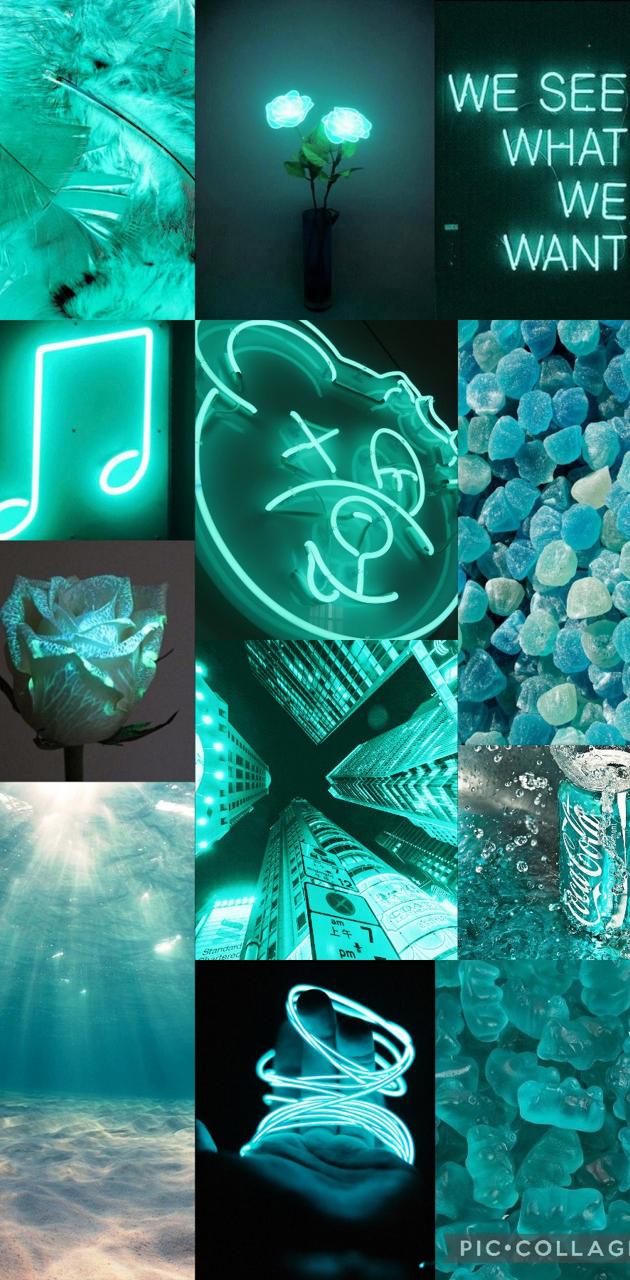 A collage of pictures with different colors and designs - Cyan