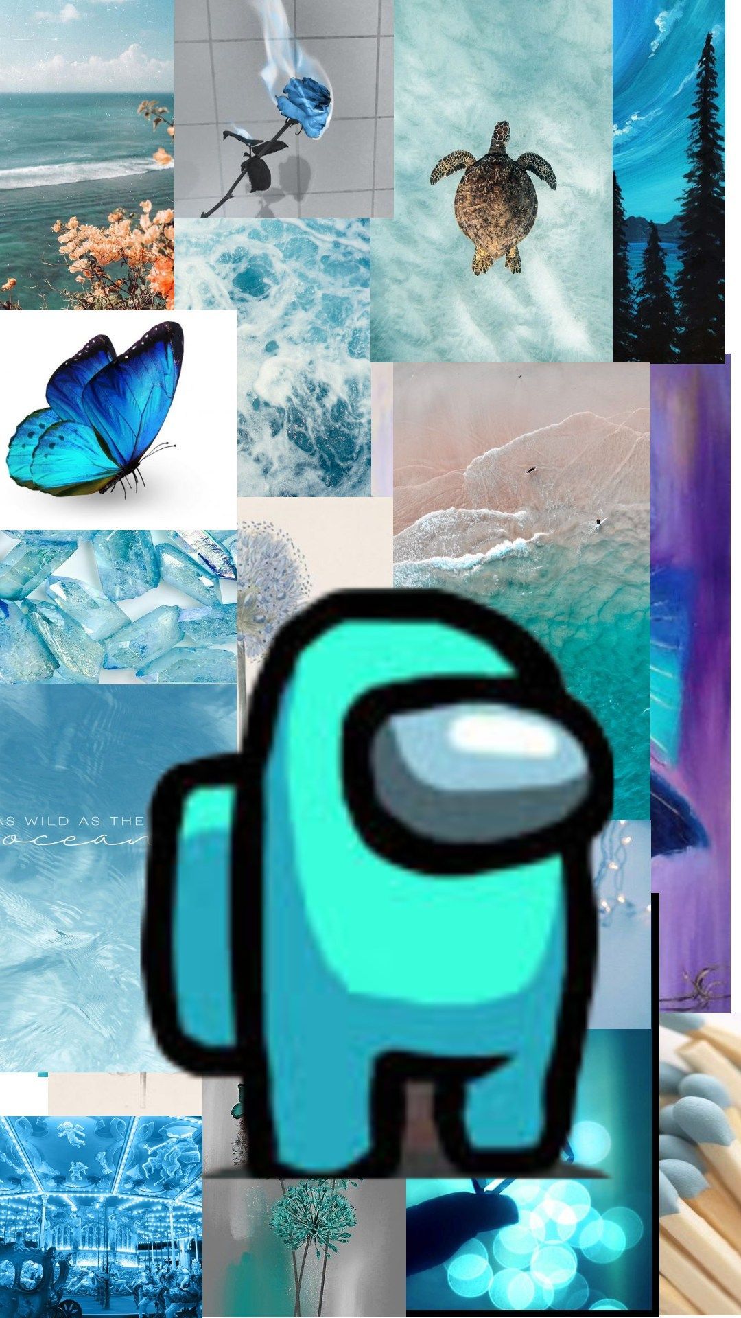 A collage of pictures with different colors - Cyan