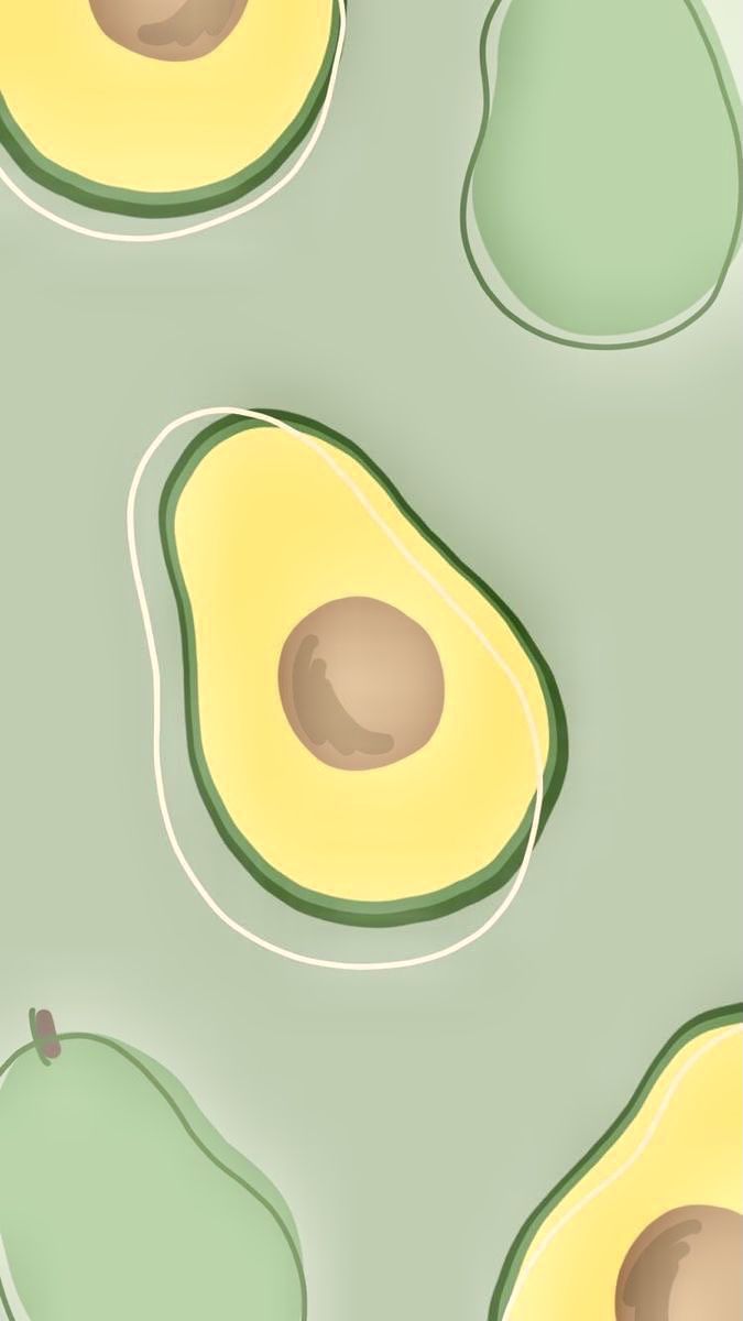 A green background with illustrations of avocados in various shades of green. - Avocado