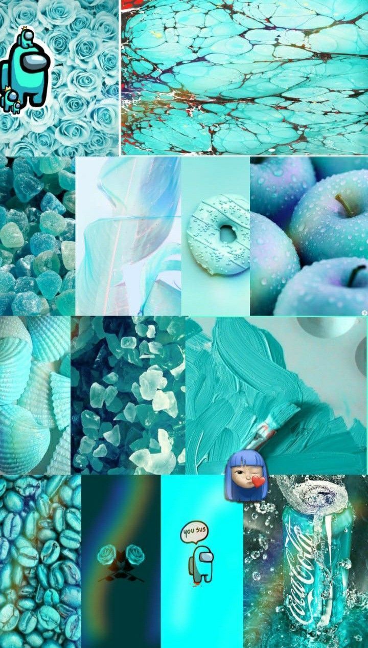 Aesthetic wallpaper for phone with blue, green and turquoise colors - Cyan