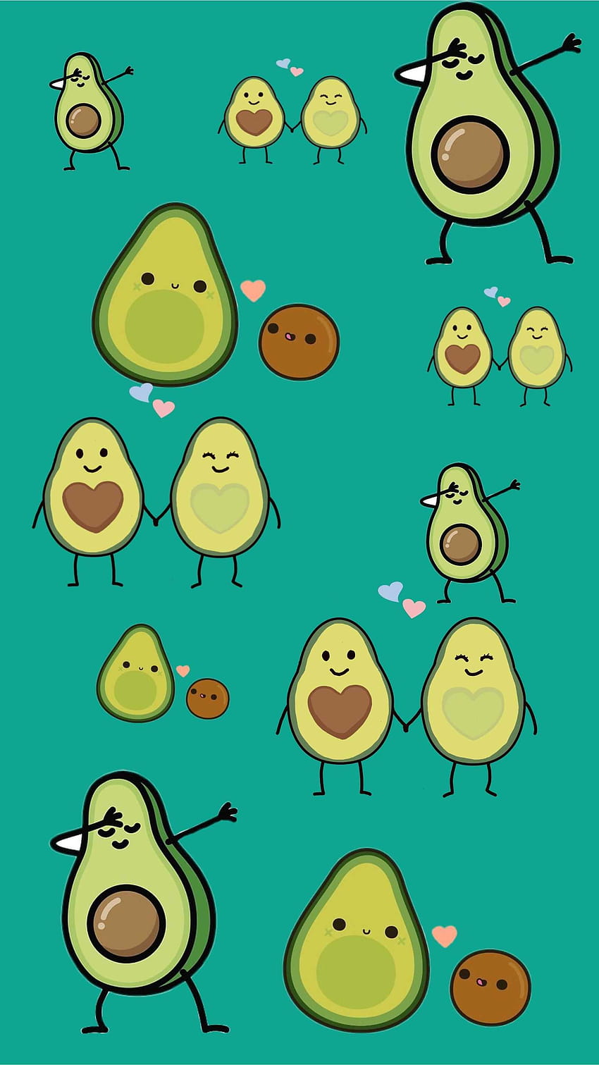 IPhone wallpaper of an avocado family with brown pits on a blue background - Avocado