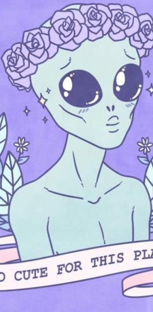 Aesthetic wallpaper with a cute alien - Alien
