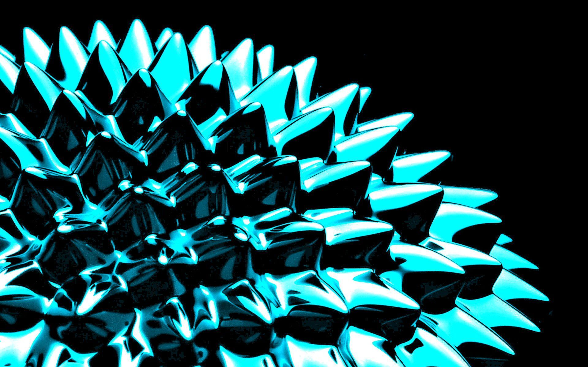 A blue and black object with sharp points - Cyan