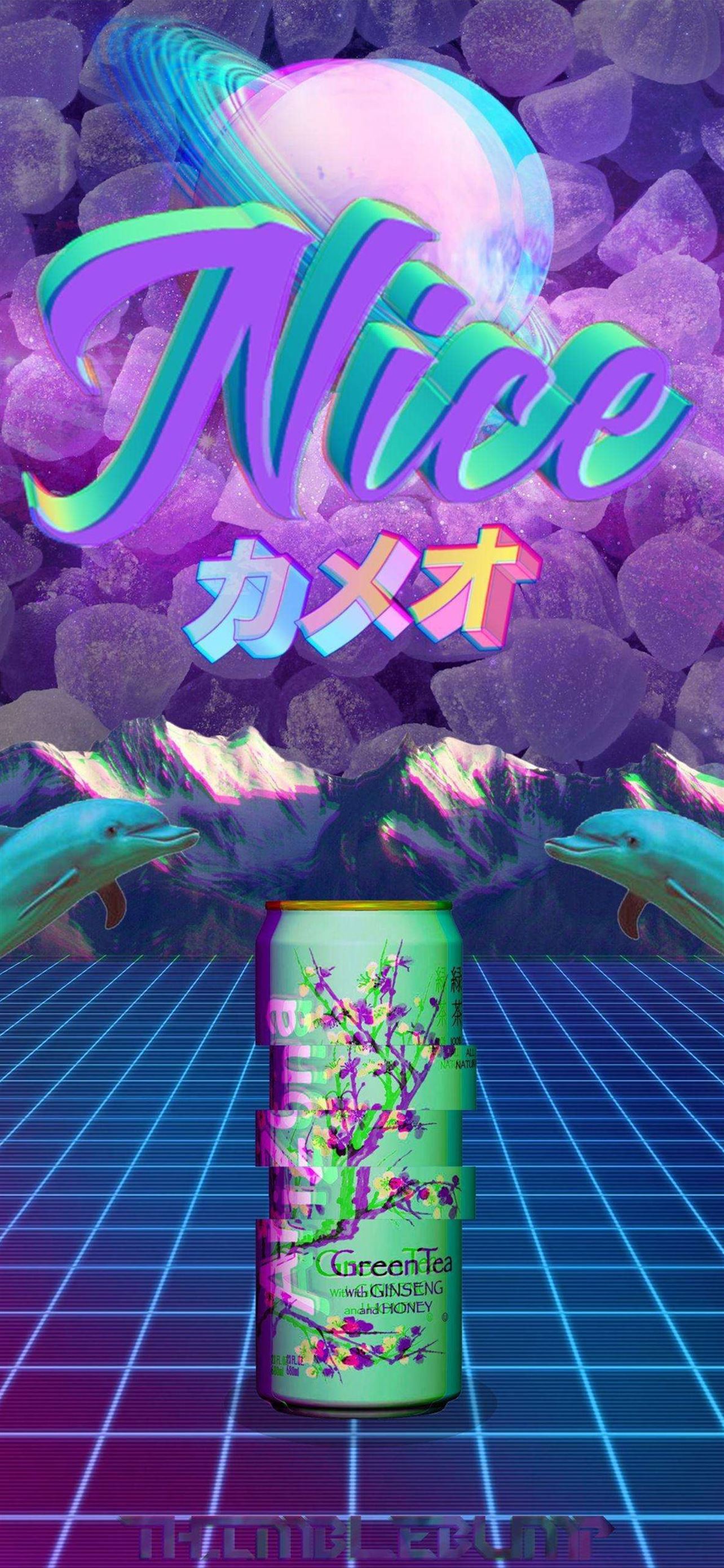 A poster of an alien with the words mice on it - Alien, vaporwave, Japanese, glitch