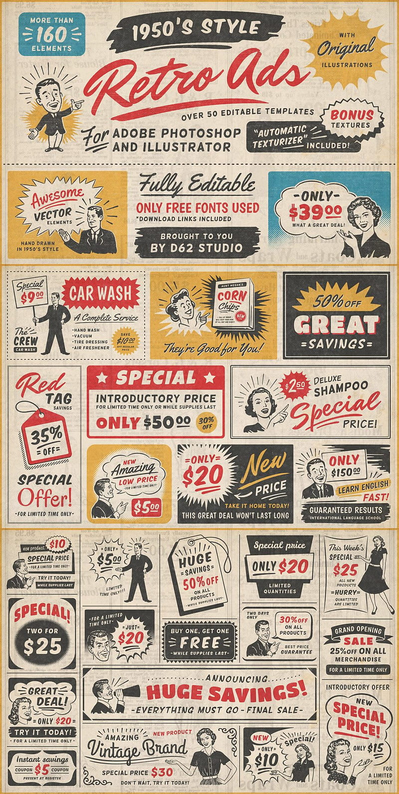 A vintage style advertisement template from the 1950s - 50s