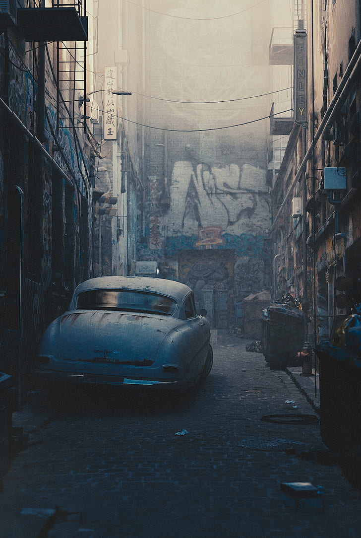 A car parked in an alley way - 50s, Chicago