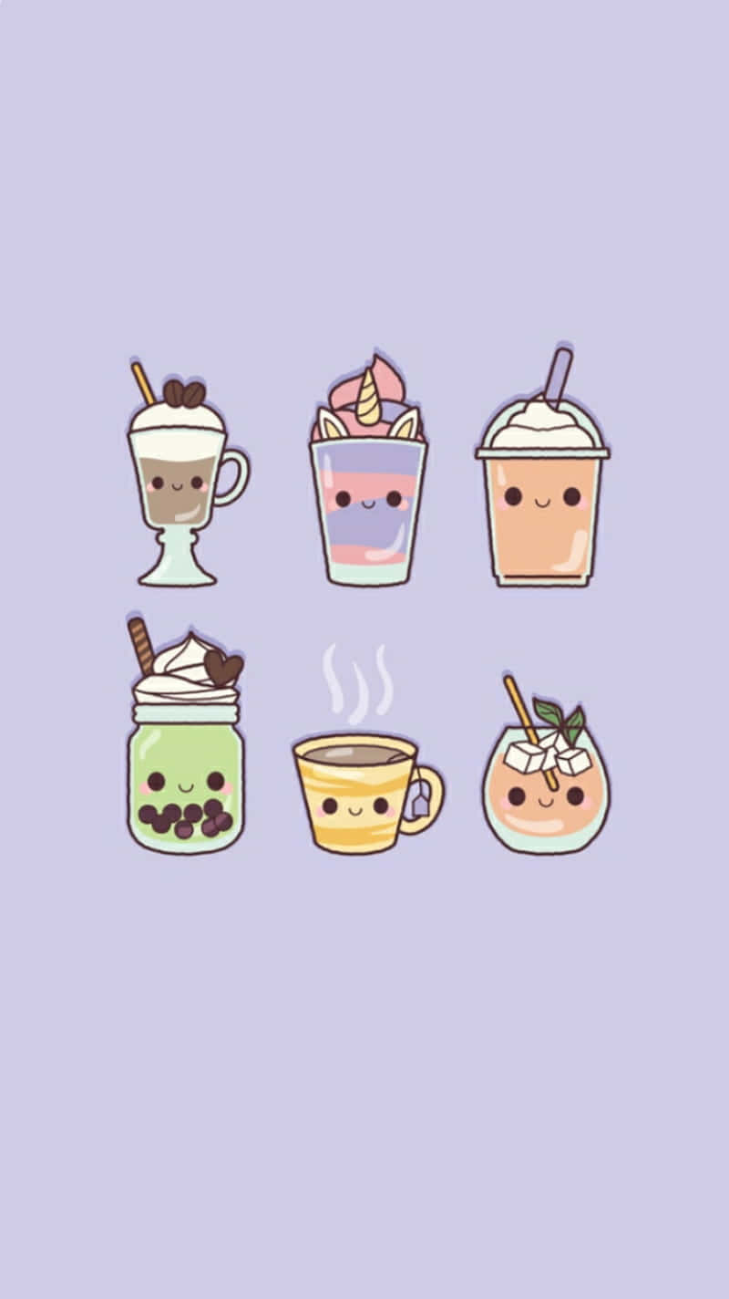A collection of cute coffee cup icons - Boba