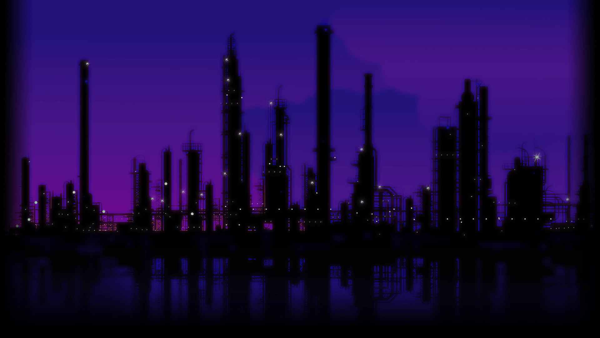A purple sky with buildings in the background - Purple, dark purple