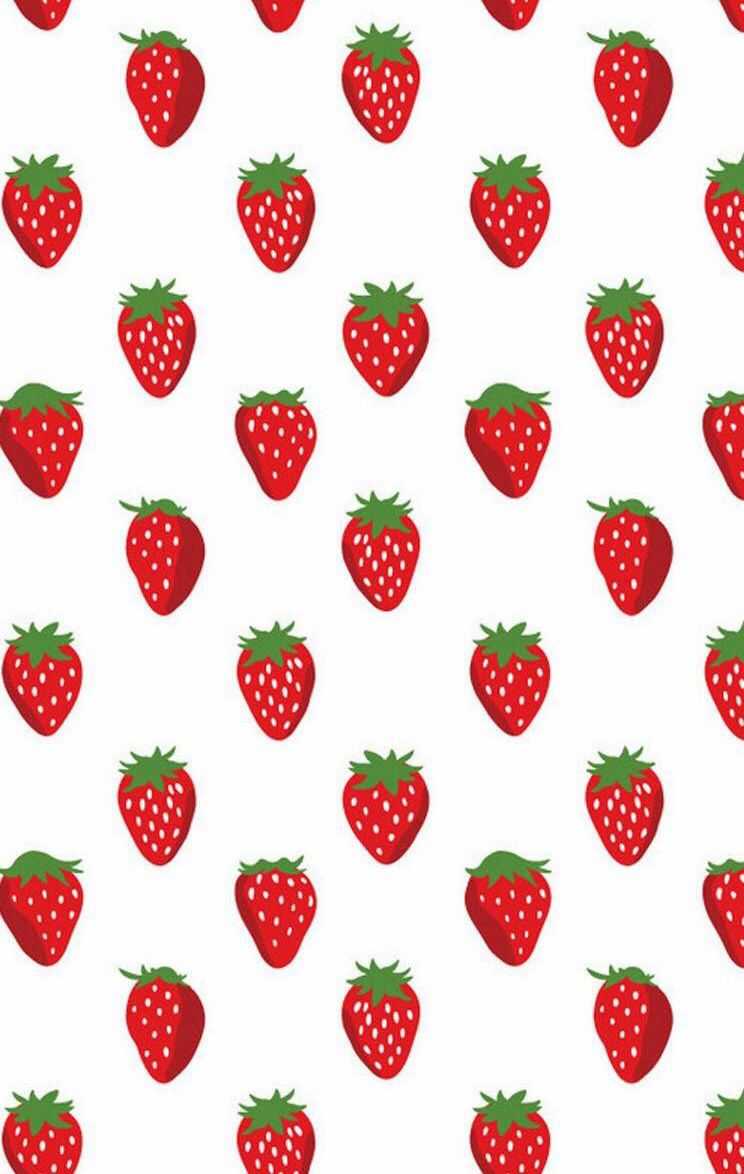 A pattern of strawberries on white background - Fruit, strawberry