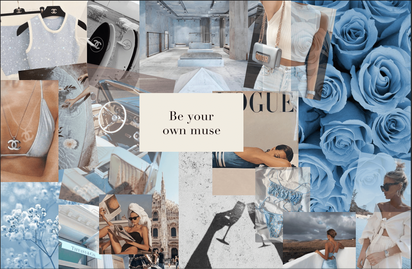 A collage of pictures with the words be your own muse - Dior