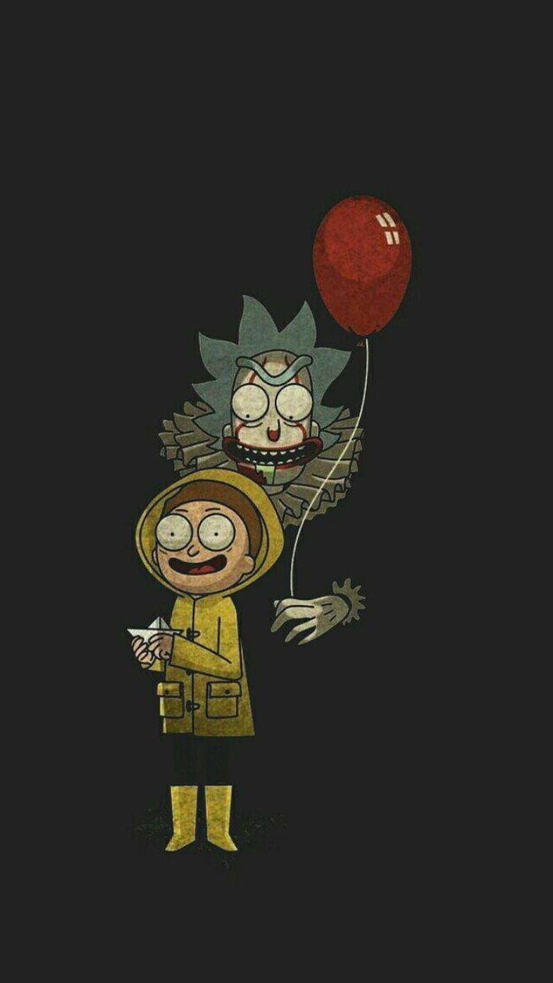 It and morty, rick and morty, clown, red baloon, fecklessabandon, feckless, HD phone wallpaper