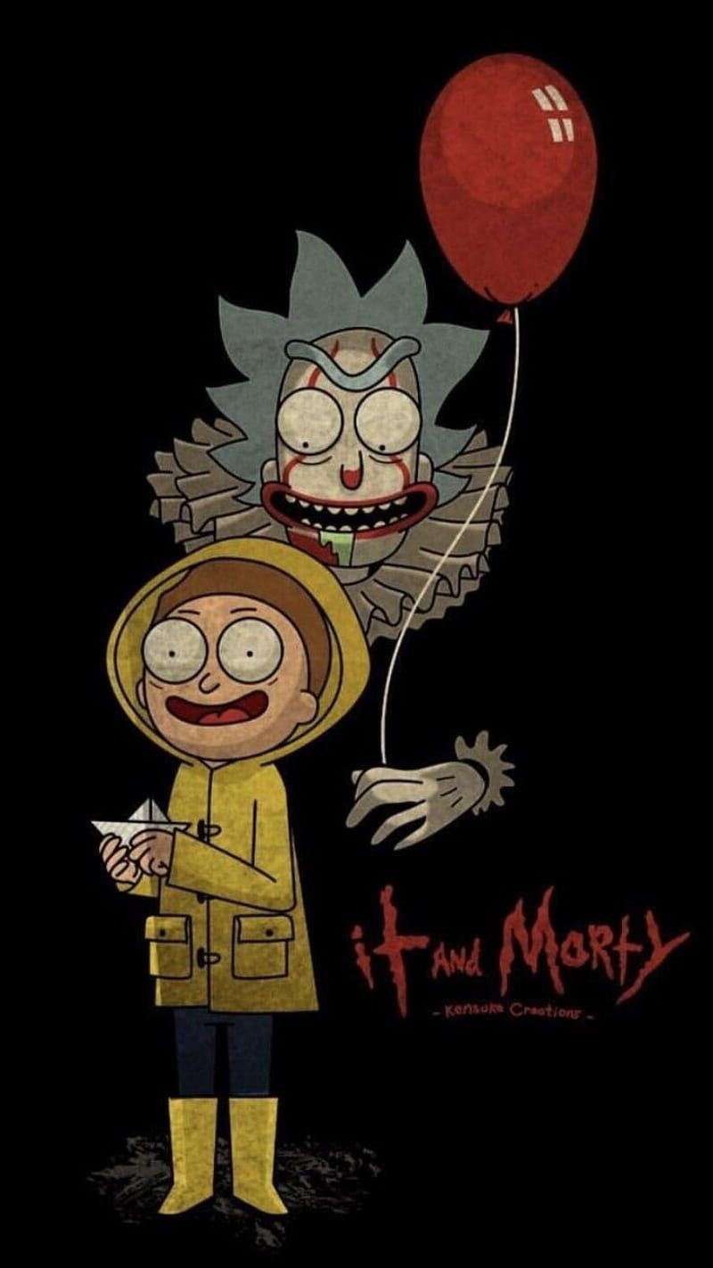 Rick and Morty with a red balloon - Clown, Rick and Morty, Pennywise