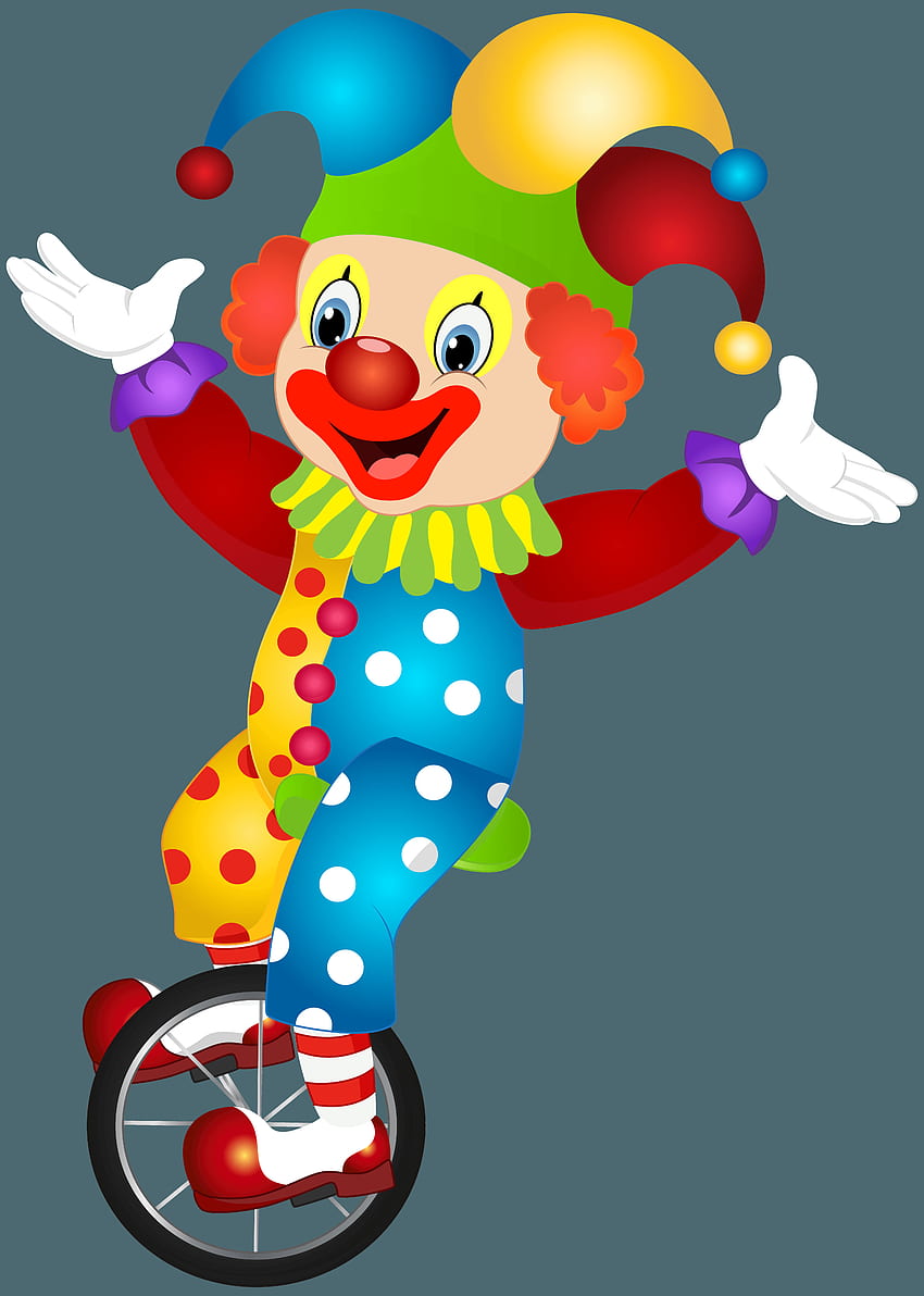 Clown riding a unicycle clipart - Clown