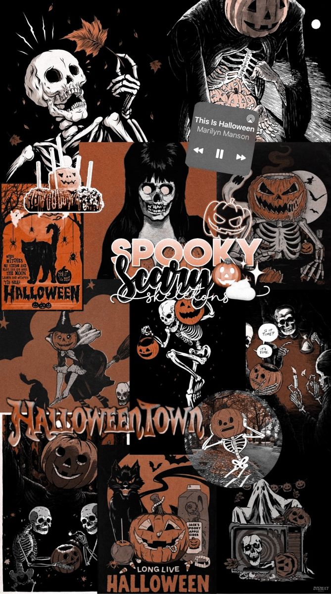 A poster with various halloween images - Creepy, horror