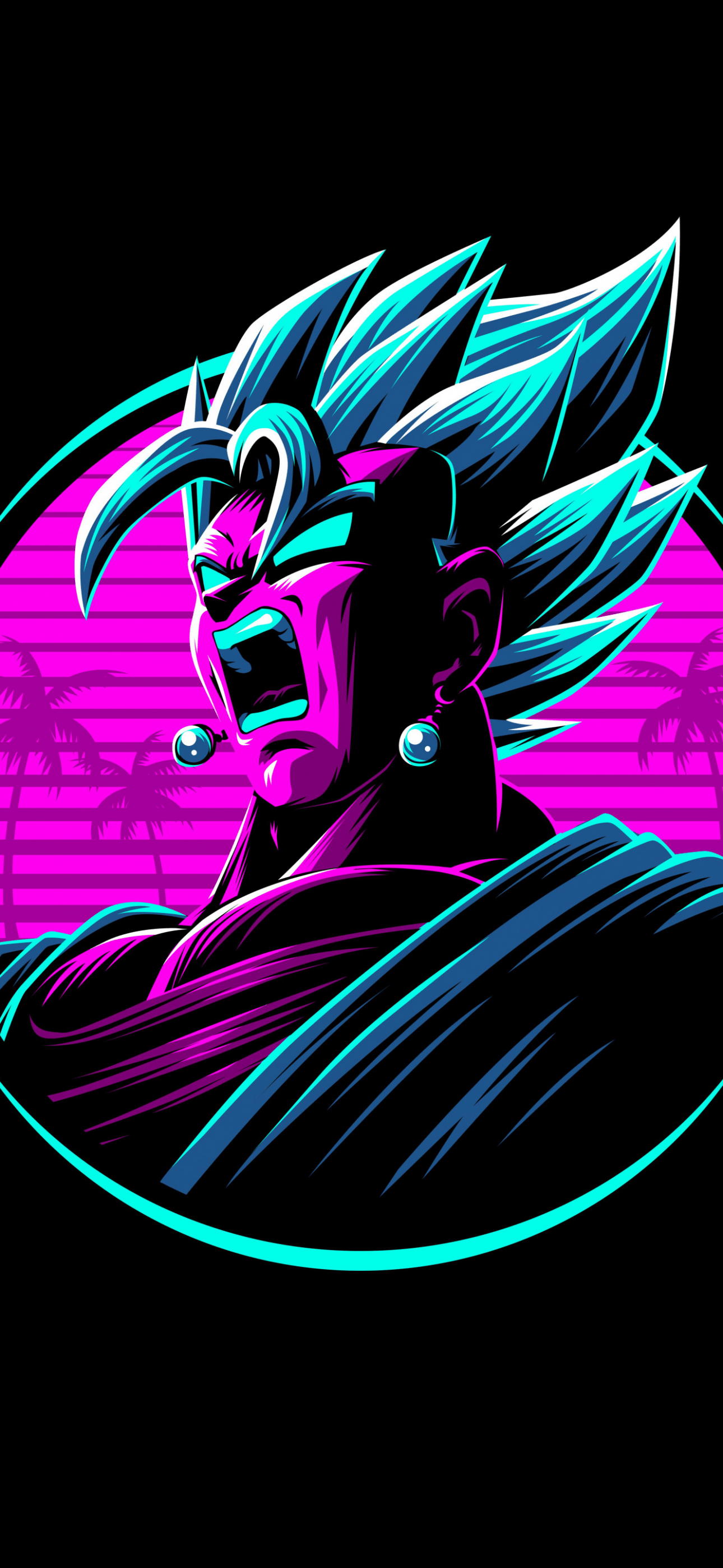 1080x2340 wallpaper of goku in the style of 80s aesthetics - Dragon Ball