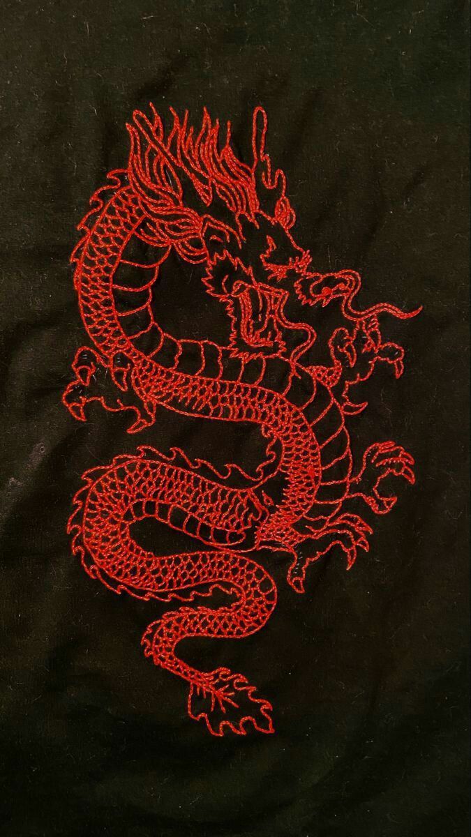 A red dragon on a black background - Dragon