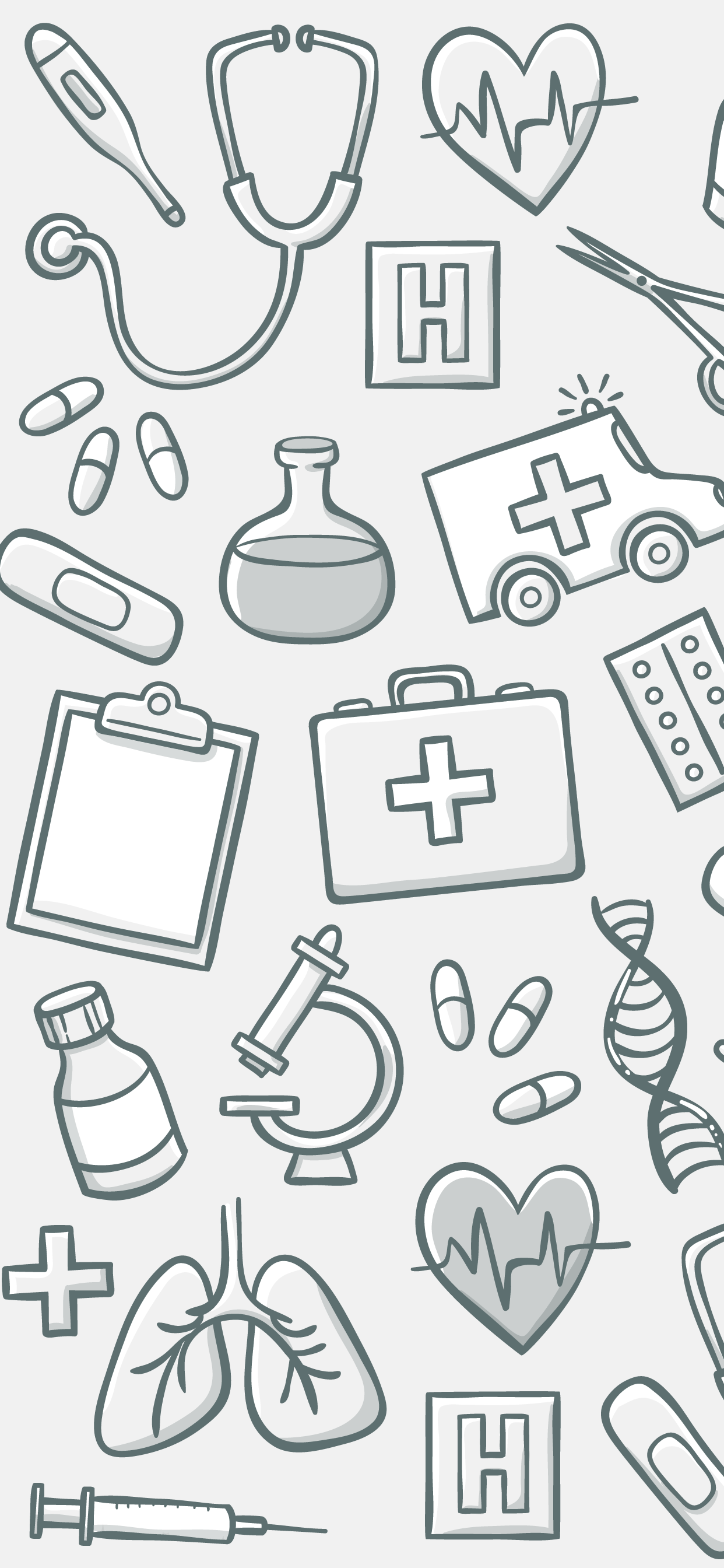 A gray and white medical themed wallpaper - 