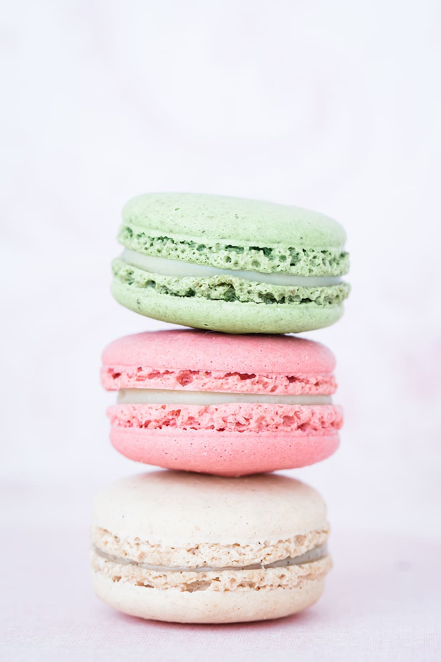 A stack of three macarons - Foodie, bakery