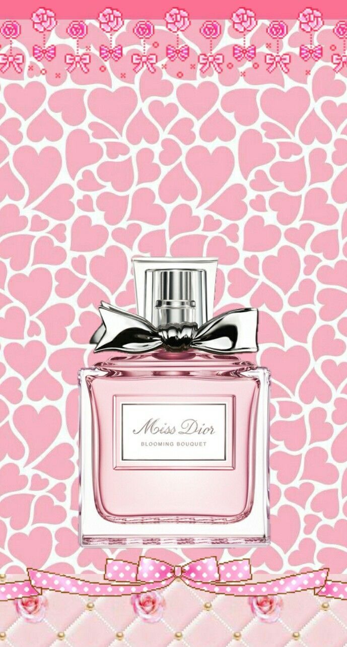 A pink perfume bottle with hearts on it - Dior