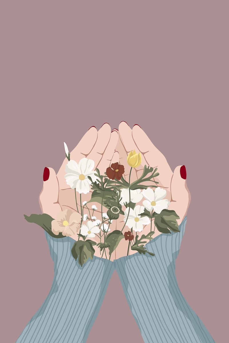A woman's hands holding flowers in them - 