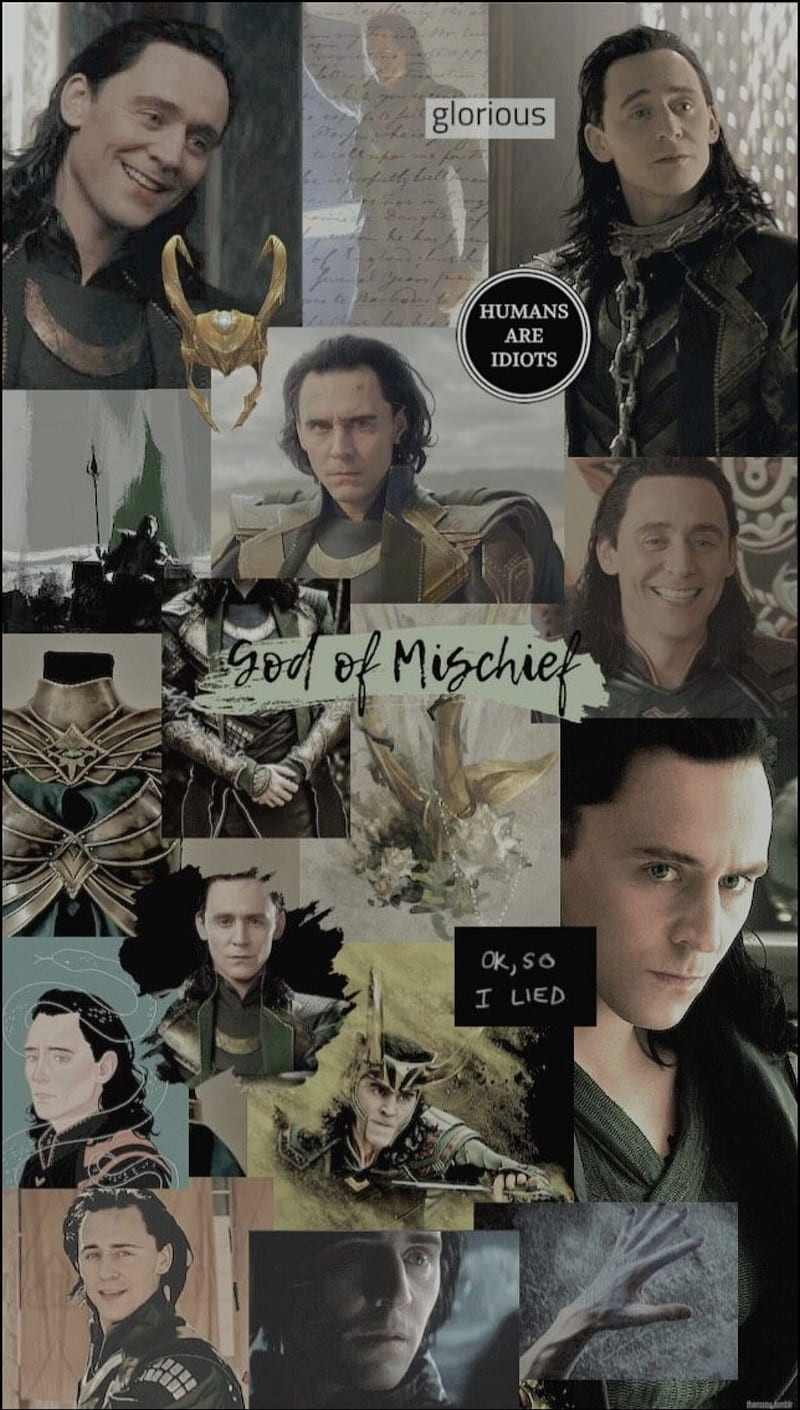 A collage of images of Tom Hiddleston as Loki in Thor. - Loki