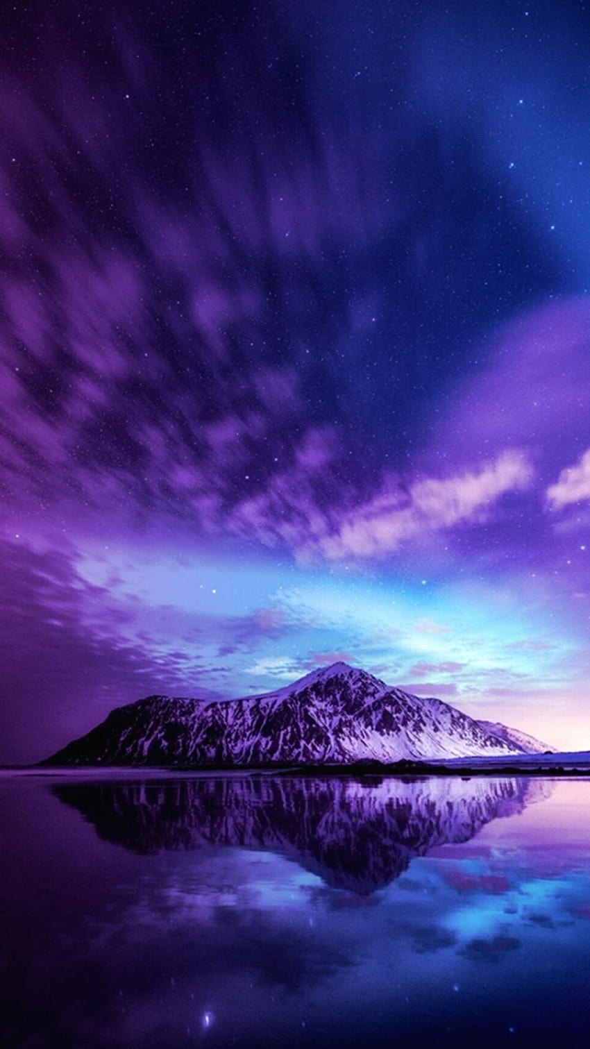 A beautiful night sky with stars and a purple mountain - Landscape