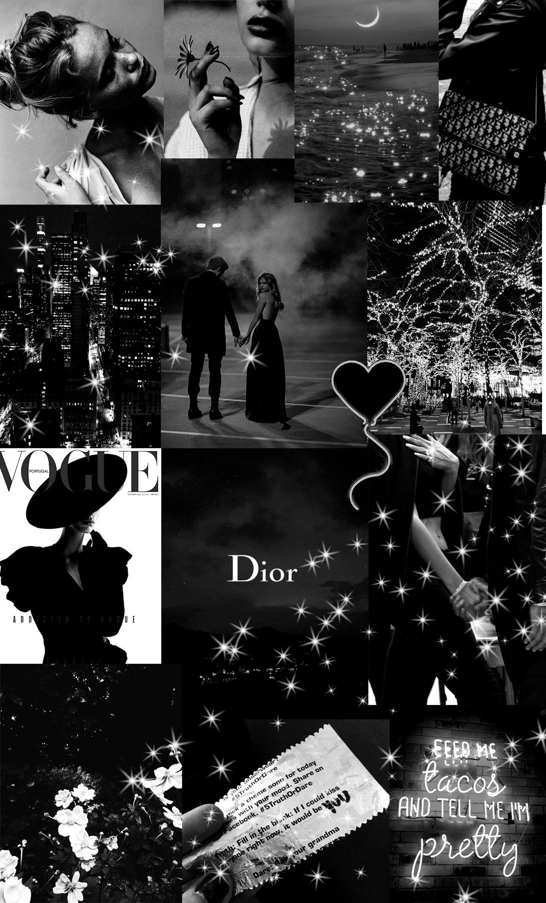Aesthetic black and white collage - Wedding, Dior, black, collage
