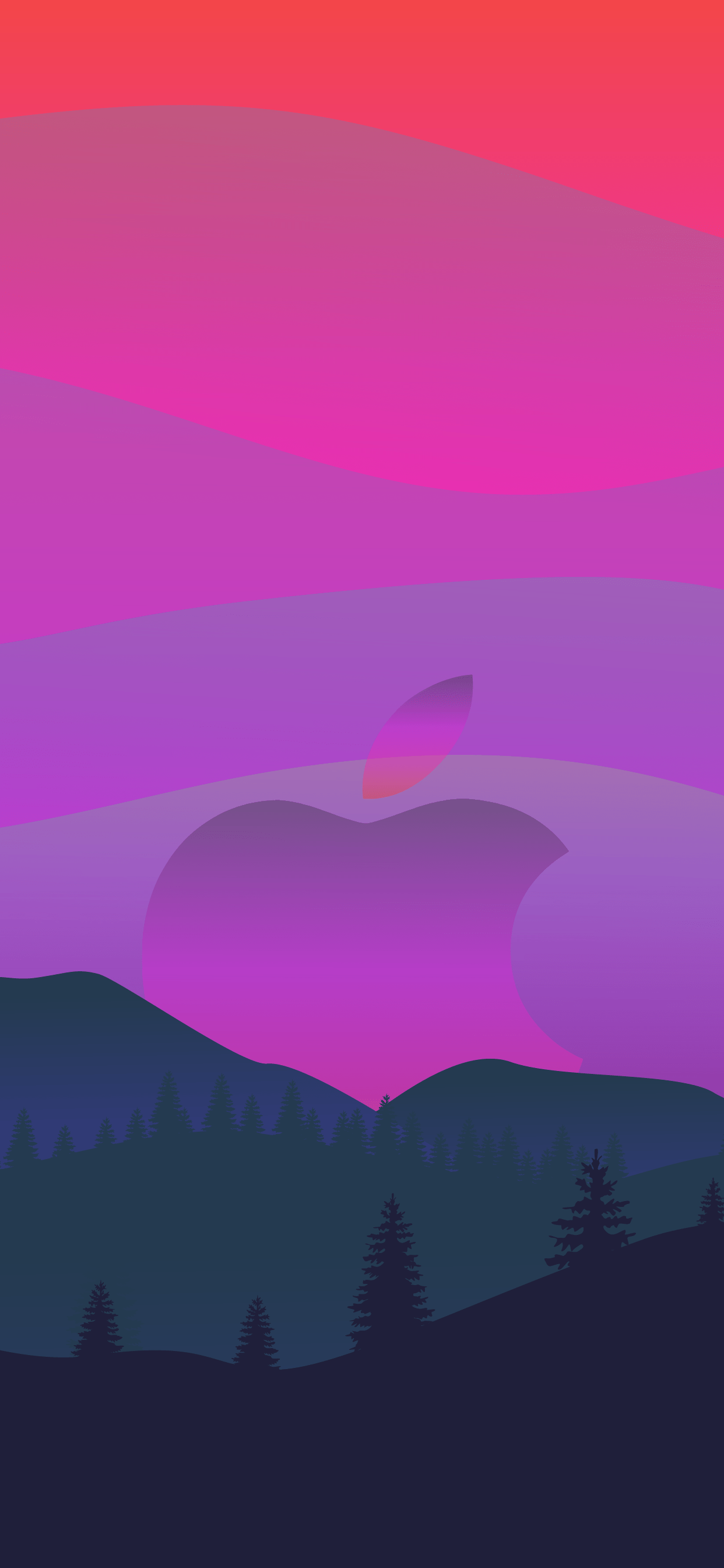 A purple and pink sunset with trees - Landscape