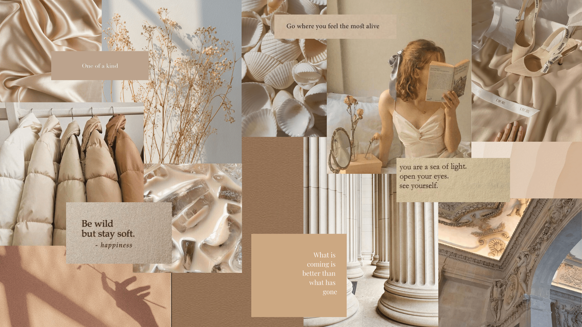 A collage of pictures with different colors - Beige, Dior