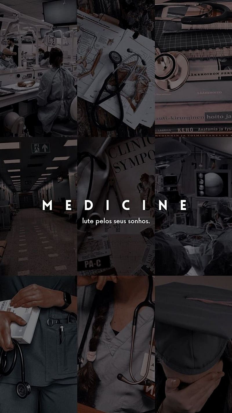 Collage of images of doctors and medical equipment with the word Medicine in the center - Medical