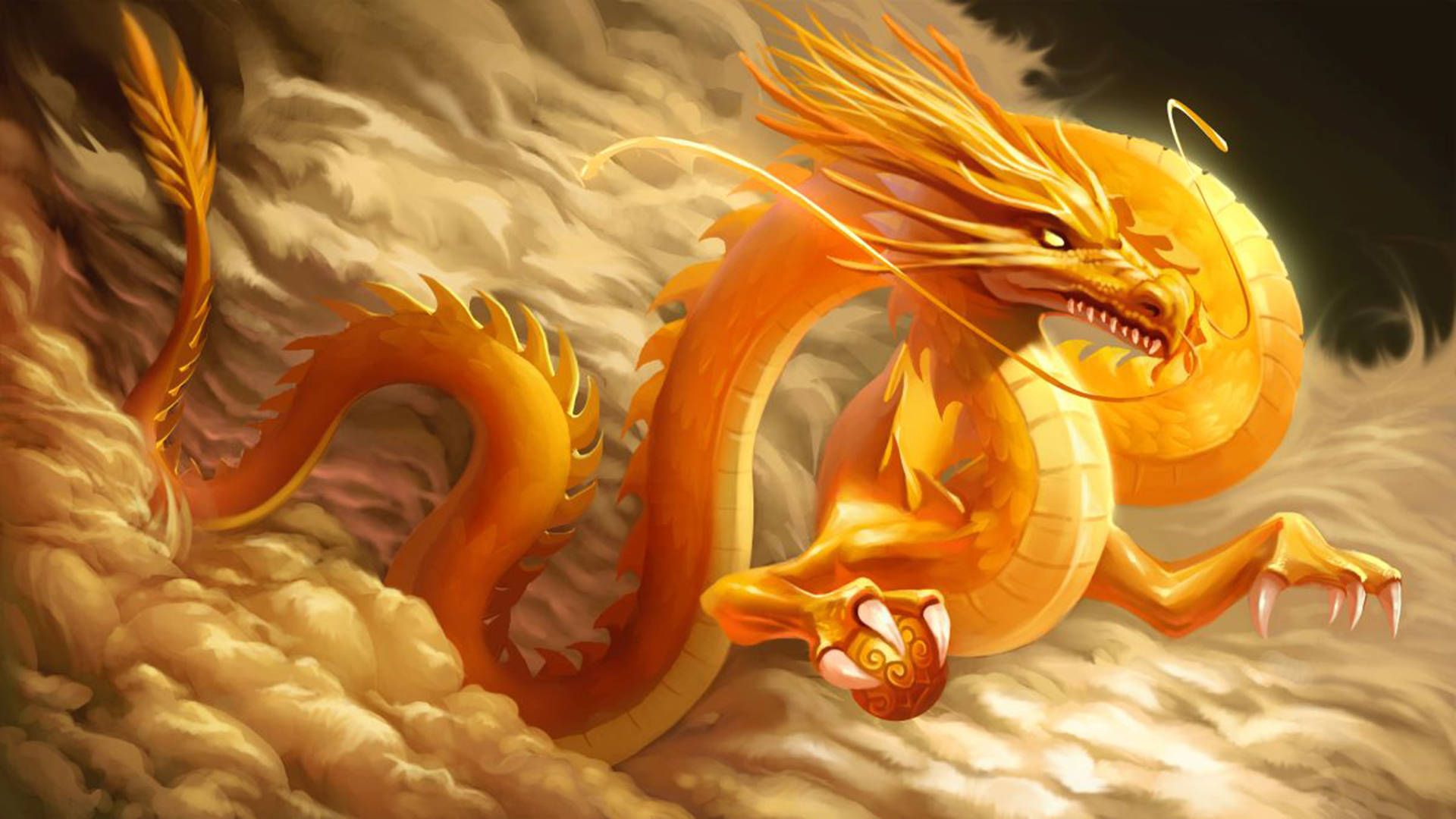 A golden dragon with wings and horns - Dragon