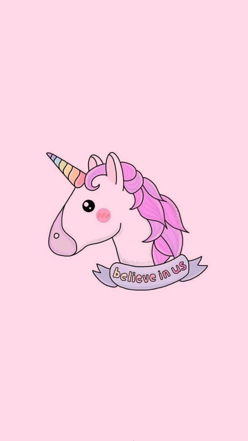 A cute unicorn with pink hair and horn - Unicorn