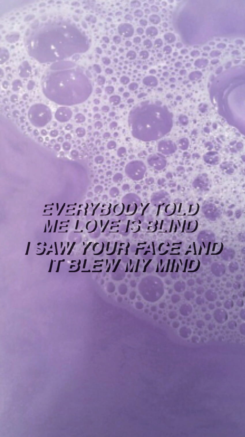 A purple background with bubbles and the words everybody told me love is sound - Diamond