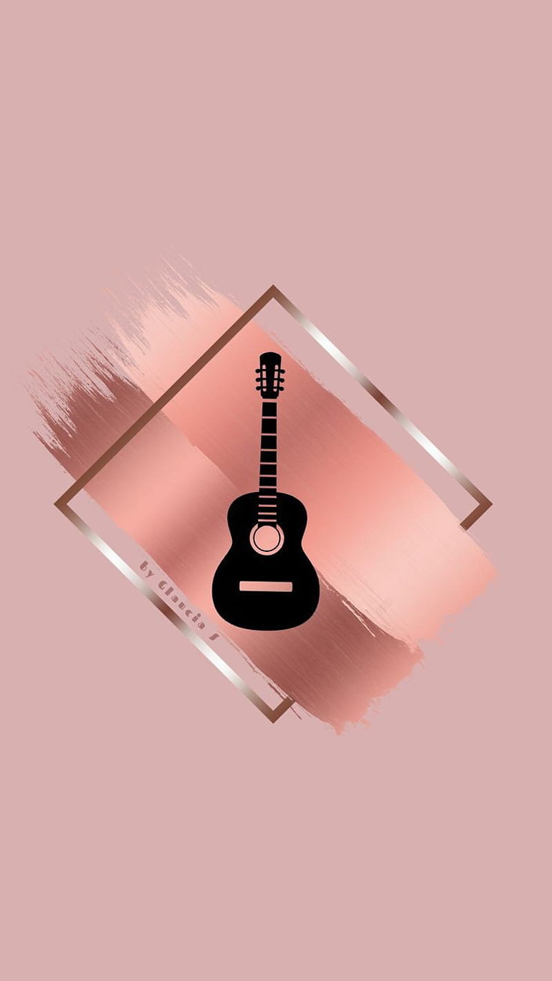 Guitar icon on a pink background - Guitar