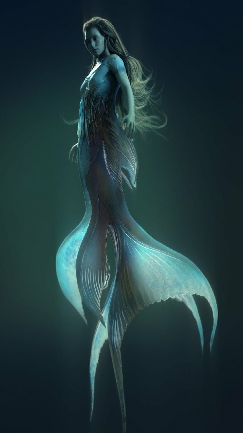 A mermaid with long hair and blue fins - Mermaid