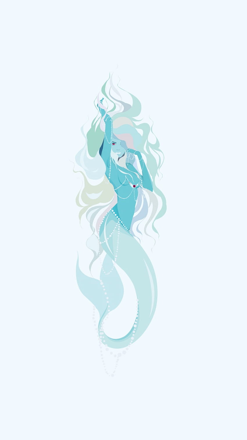 A blue mermaid illustration on a light blue background - Mermaid