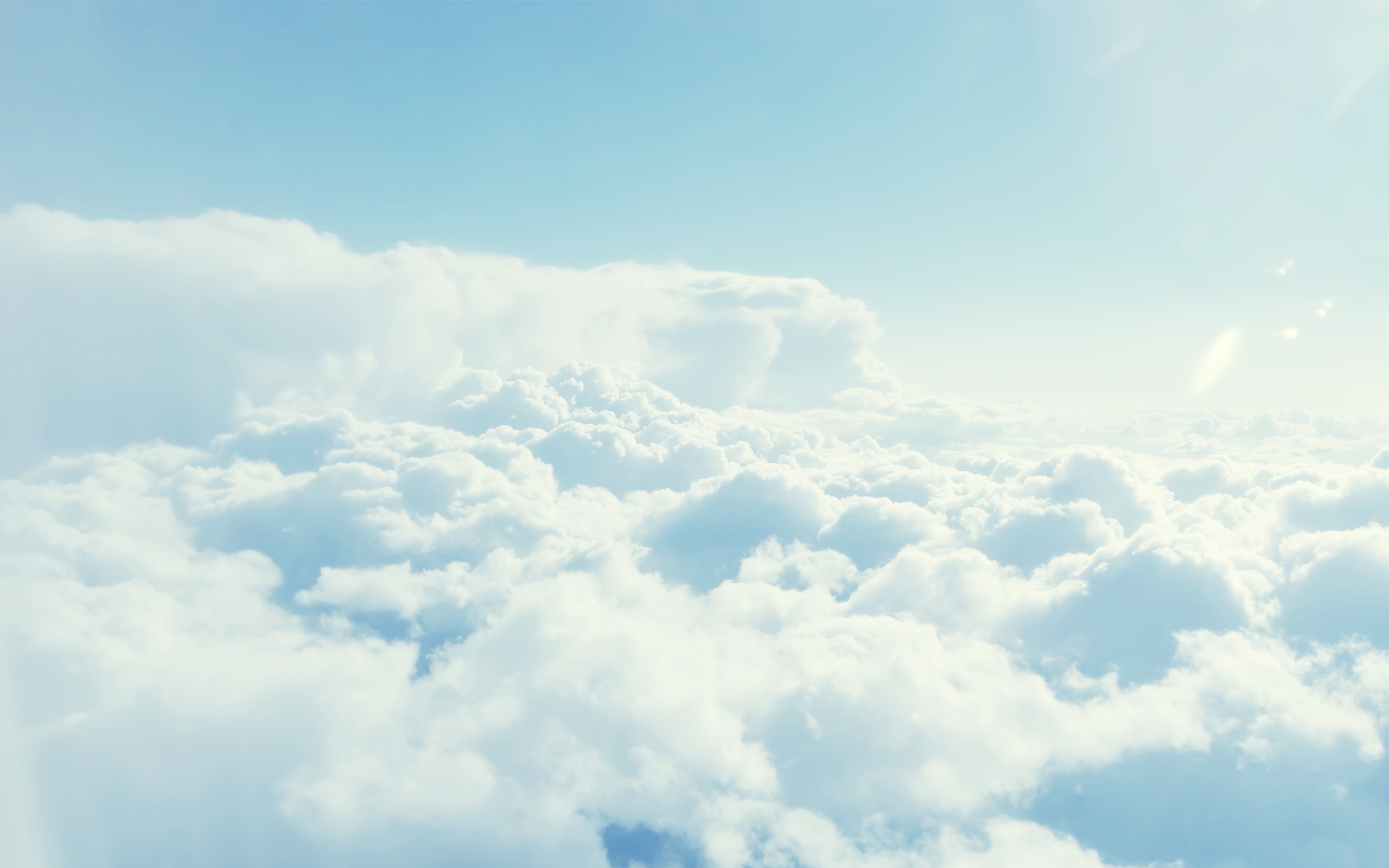 A blue sky with clouds and sun - 2560x1600, sky, cloud, computer