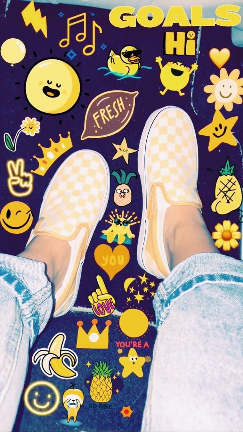 A pair of white shoes with yellow and white checkerboard pattern - Vans, skate, skater