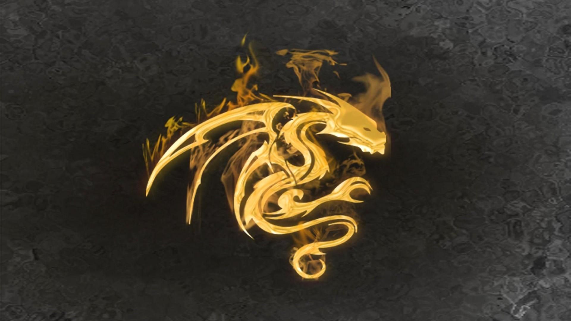 A golden dragon with flames on it - Dragon