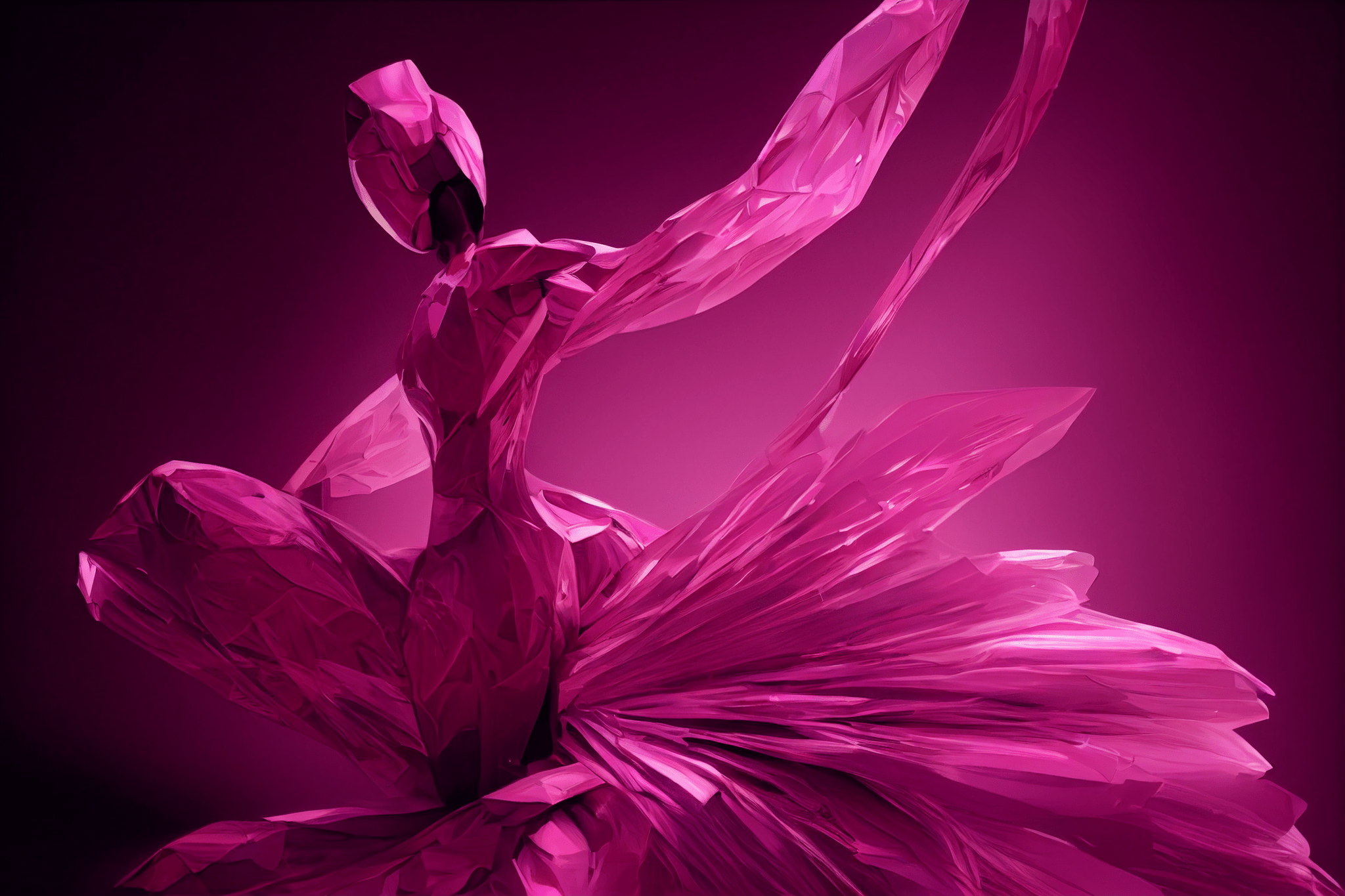 A pink ballerina in a pink dress with a pink background - Magenta