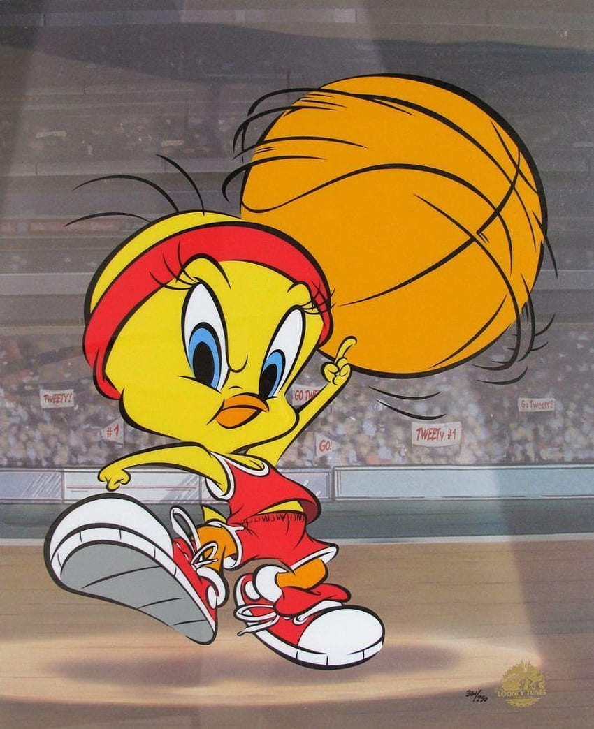 A cartoon character holding up basketball ball - Looney Tunes