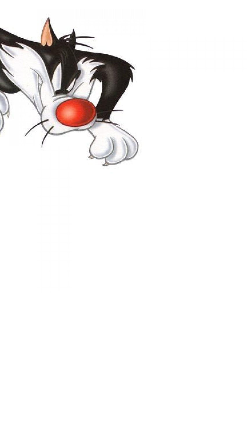 A cartoon cat with red eyes is looking up - Looney Tunes