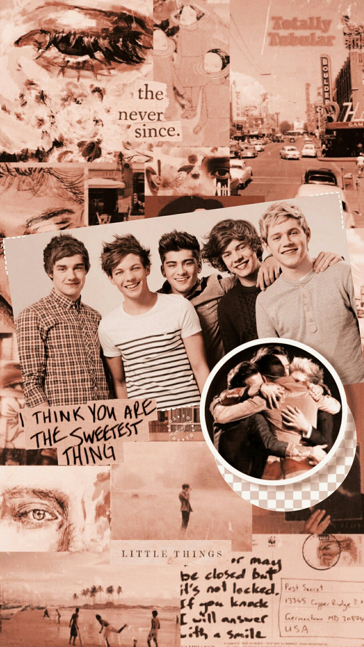 A collage of pictures with the words think you're something - One Direction