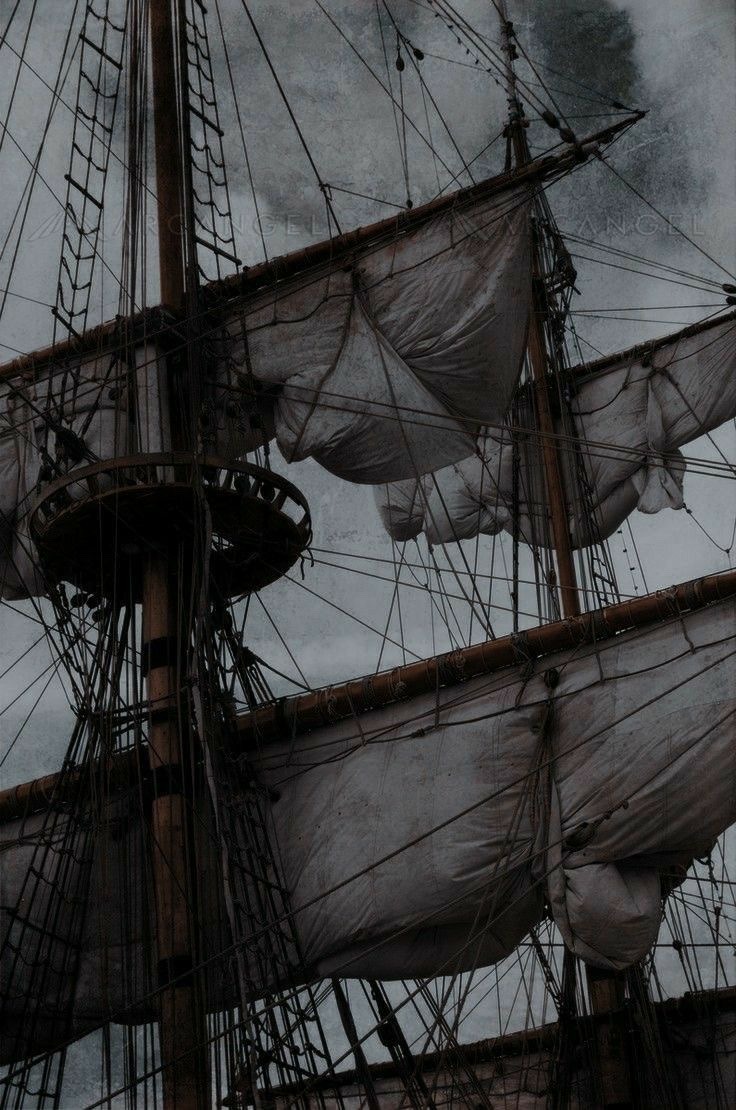 A sailing ship with sails and ropes - Pirate