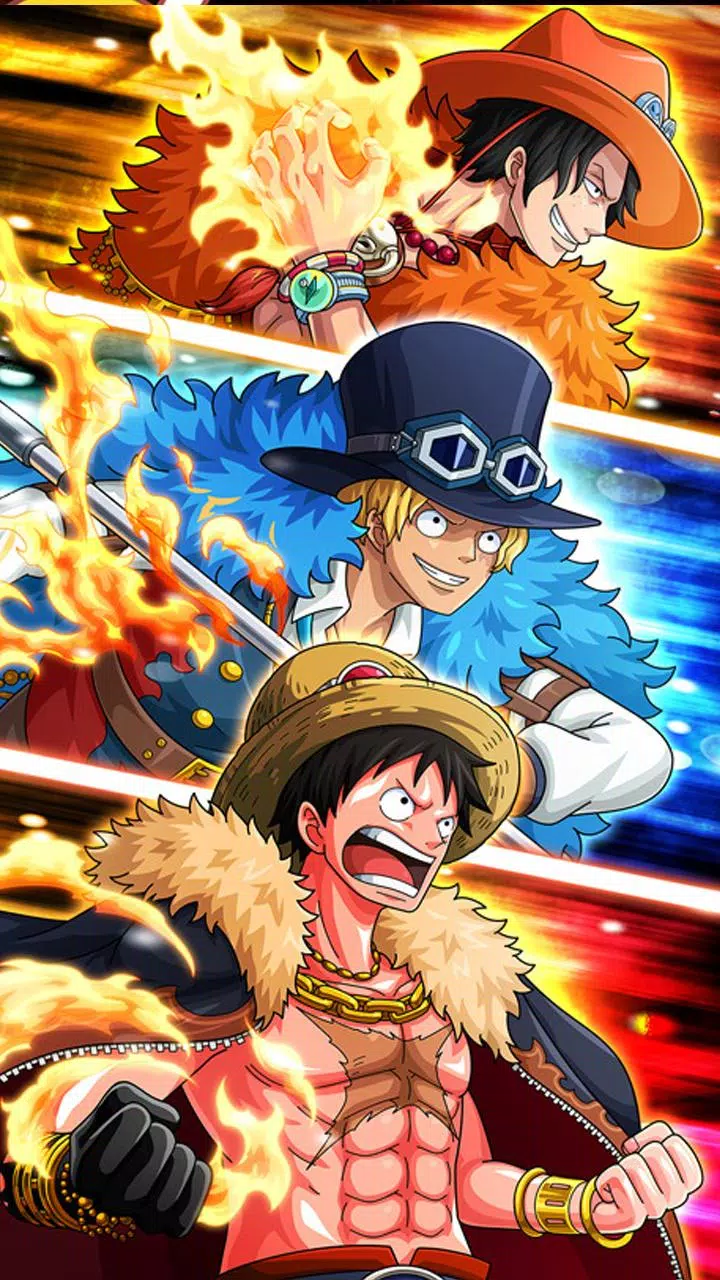 One Piece anime wallpaper with the Straw Hat Pirates, led by Monkey D. Luffy, reaching for their weapons - Pirate