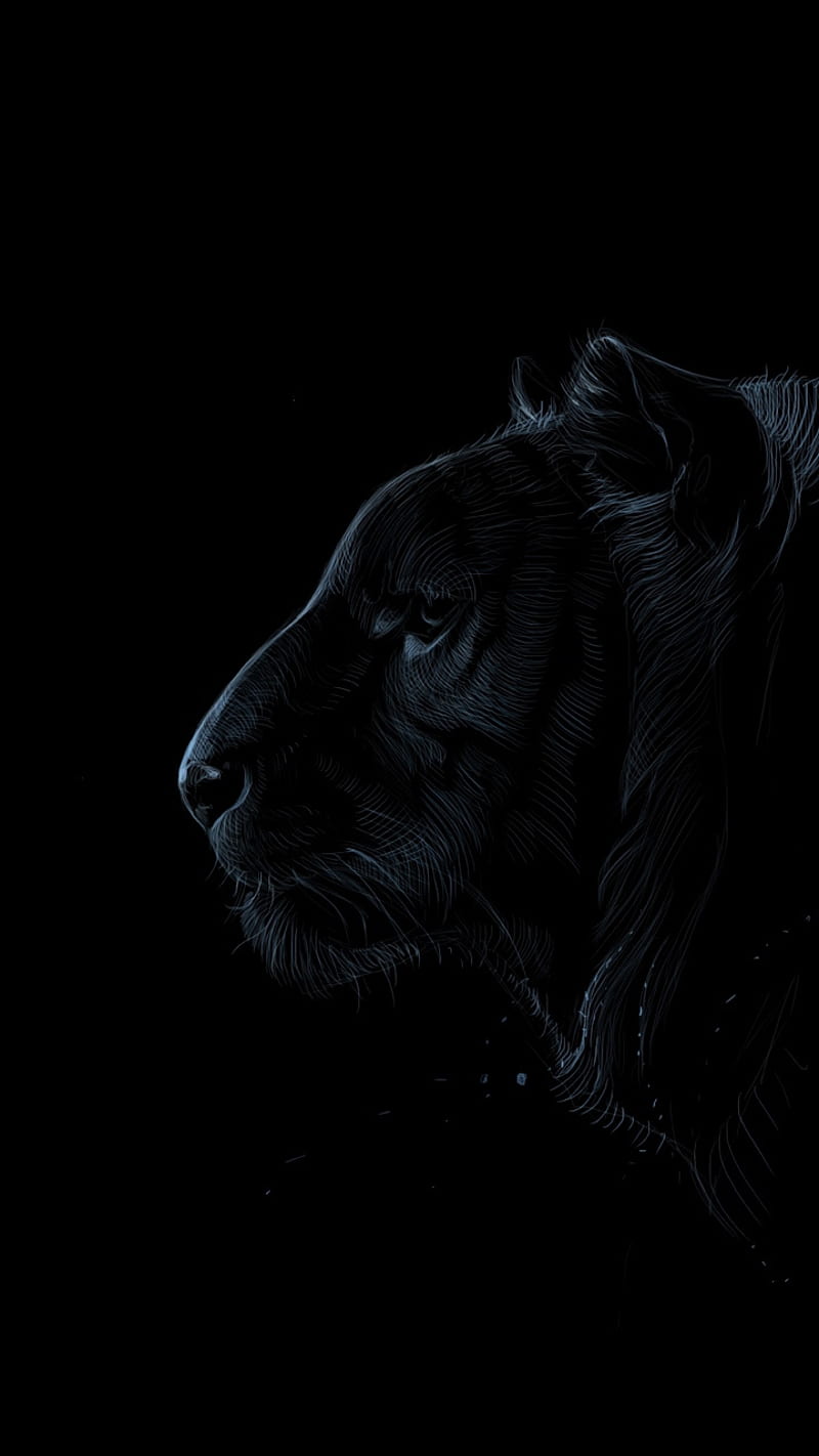 Black Tiger, art, dark, HD phone wallpaper