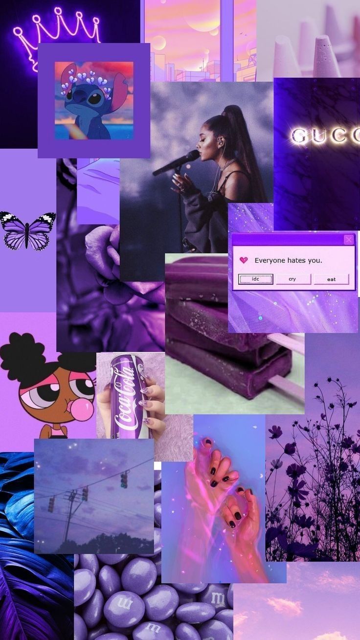 A collage of purple pictures with different images - Purple, profile picture